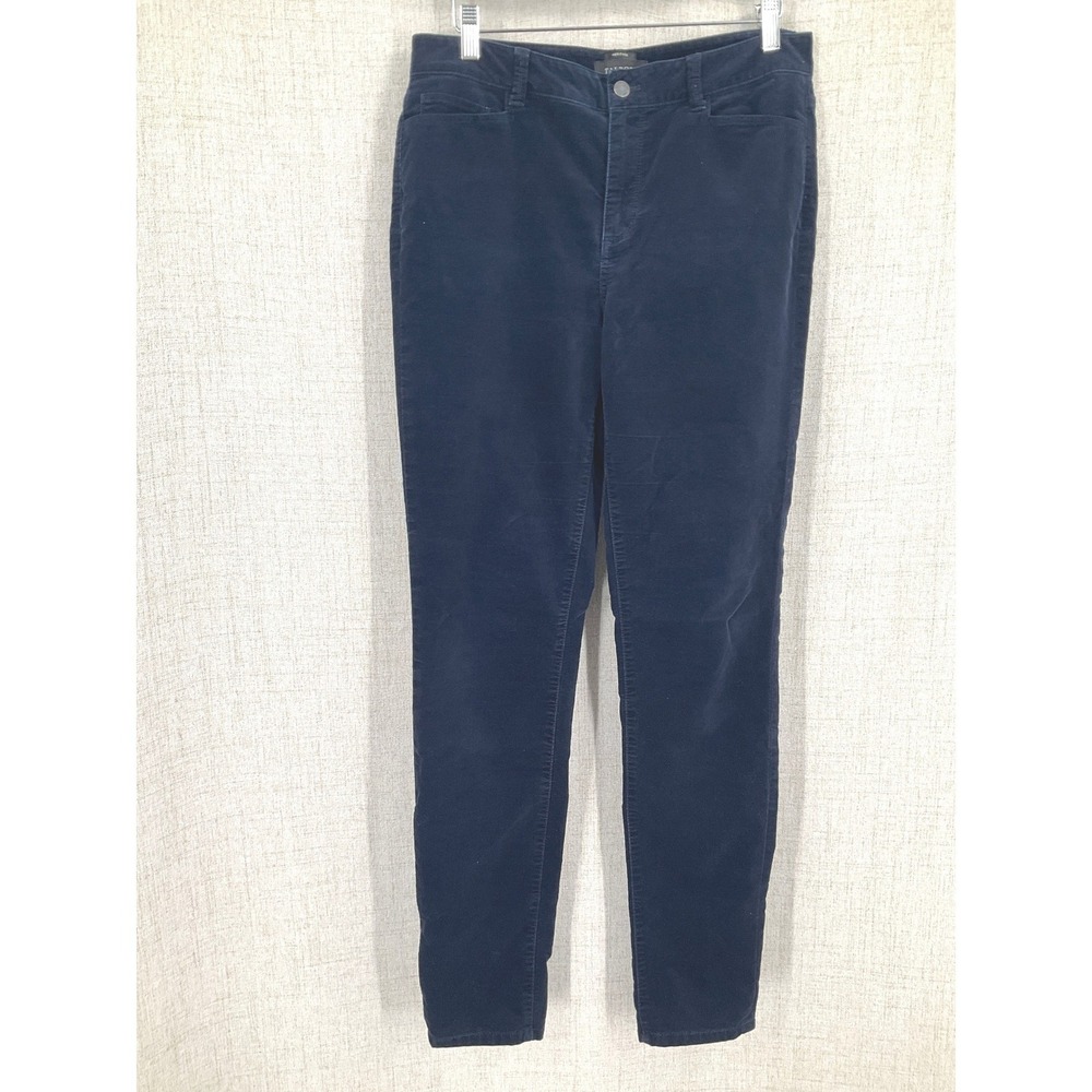 Talbots Corduroy Pants Womens 8L Navy Cotton Heritage Slim High Rise Classic